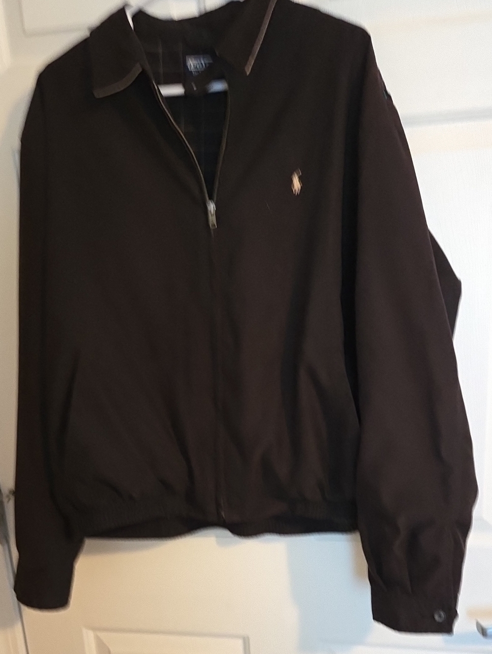 Polo by Ralph Lauren Brown Zip-Front Fully Lined Bomber Jacket. Black. XL.
